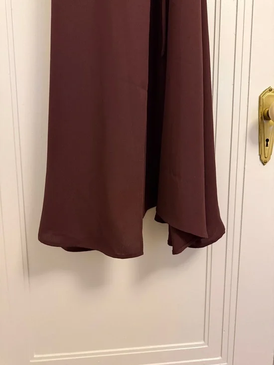 Leith Burgundy Sleeveless Ruffle Wrap Dress Medium - Picture 5 of 6